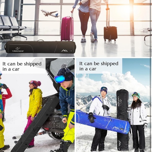 Ski Snowboard Bag Fully Padded for Air Travel 2 pair, Double Snowboard Bag - Picture 8 of 9